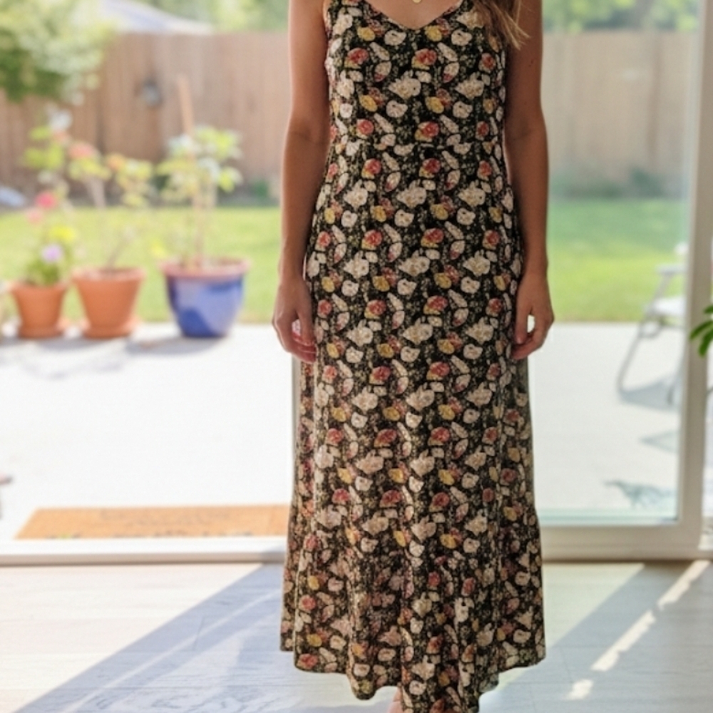 J. Crew Black Floral Maxi Dress